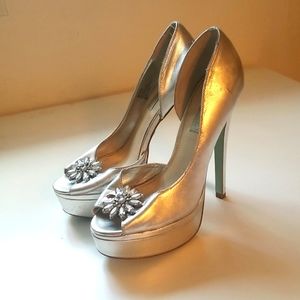 Silver Betsey Johnson Sparkle Heels